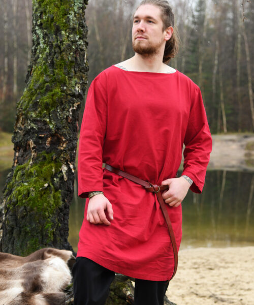 Langarm-Tunika aus Baumwolle, rot