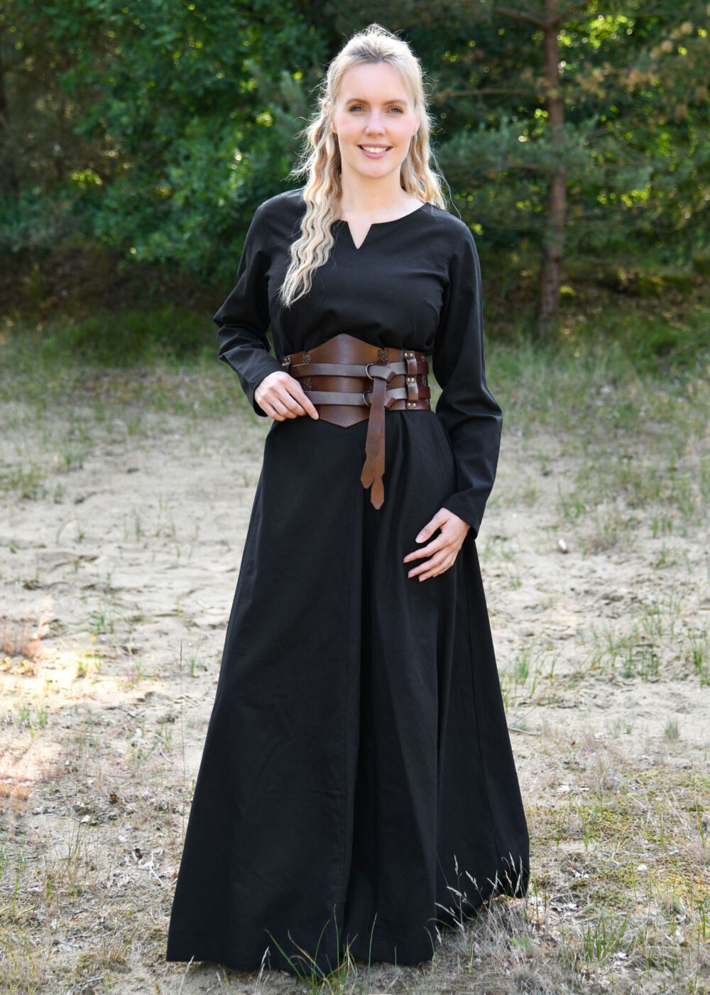 Leichtes Mittelalterkleid Milla, Wikingerkleid, schwarz
