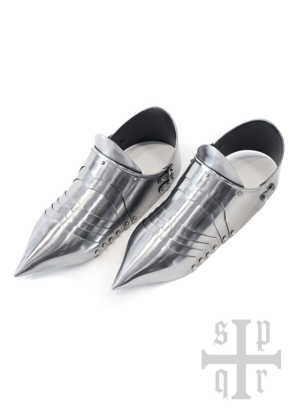 Spitze Mittelalterliche Sabatons, Panzerschuhe, 14. Jh., 1,5 mm Stahl, Paar – Bild 3