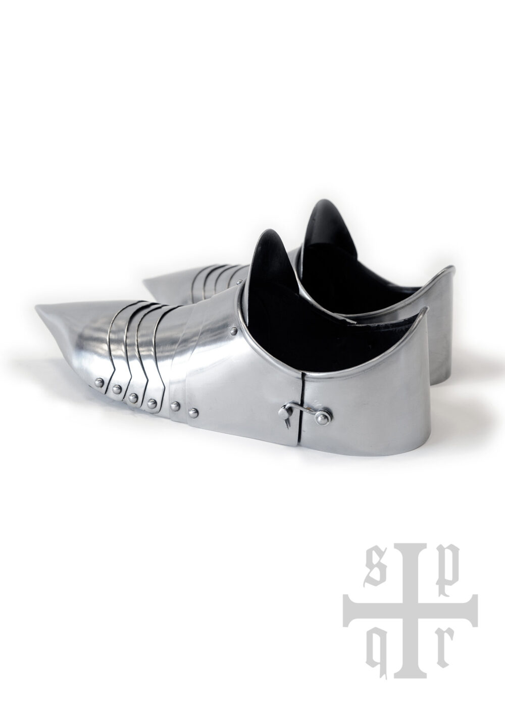 Spitze Mittelalterliche Sabatons, Panzerschuhe, 14. Jh., 1,5 mm Stahl, Paar – Bild 2