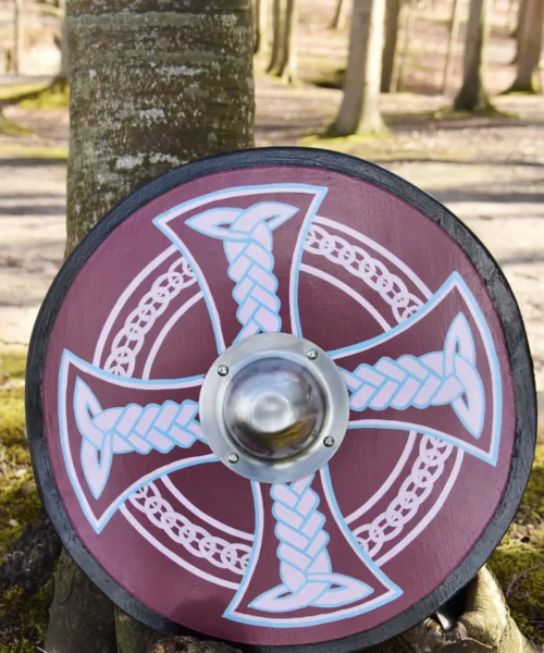 Wikingerschild mit Keltenkreuz-Motiv, handbemalt, 61 cm (24 Zoll)