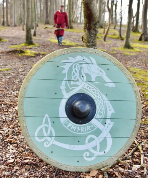 Wikingerschild 'Fenrir' mit Rohaut-Umrandung, 80 cm
