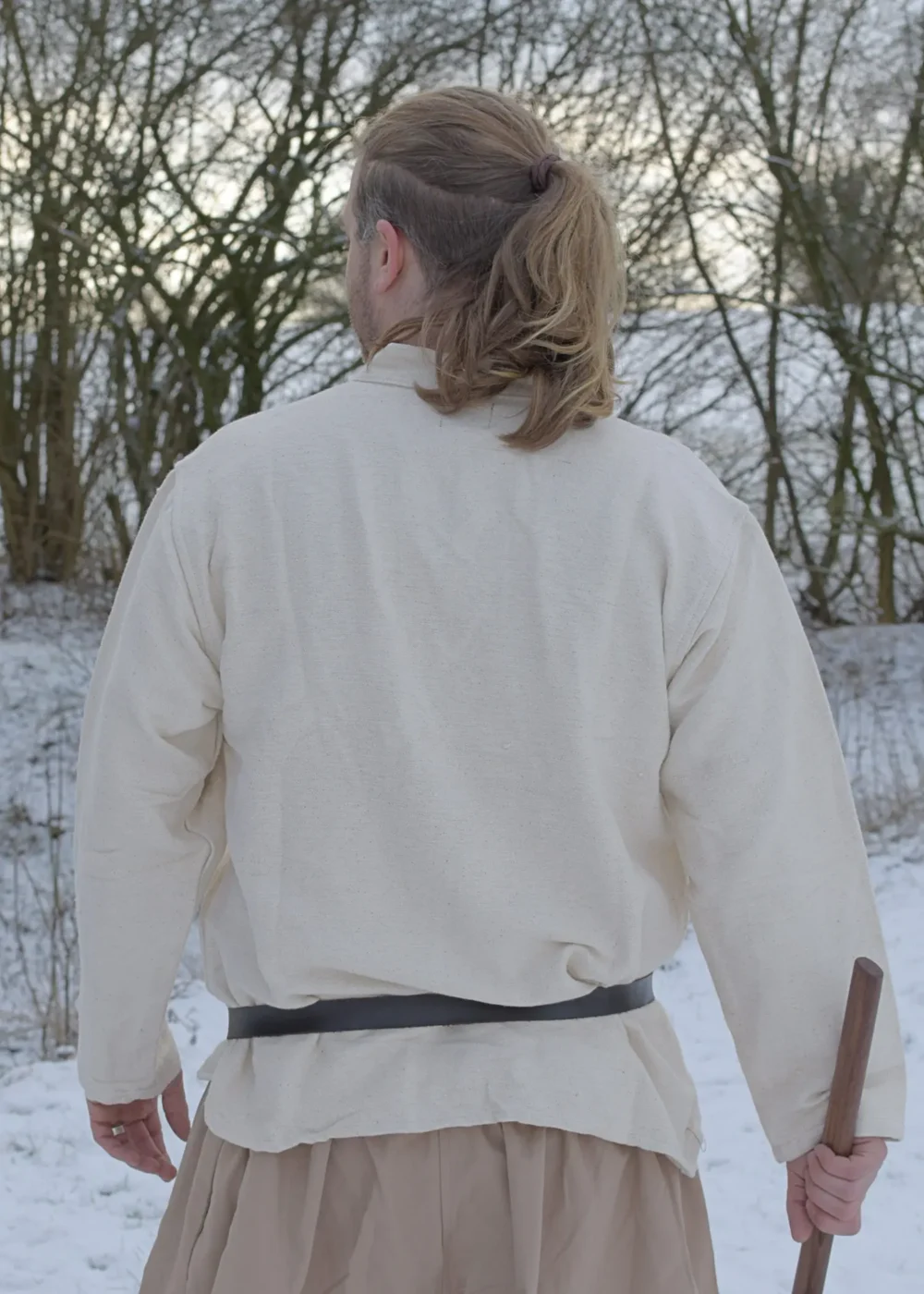 Schweres Mittelalter-Hemd, schnürbar, handgewebt, natur – Bild 3