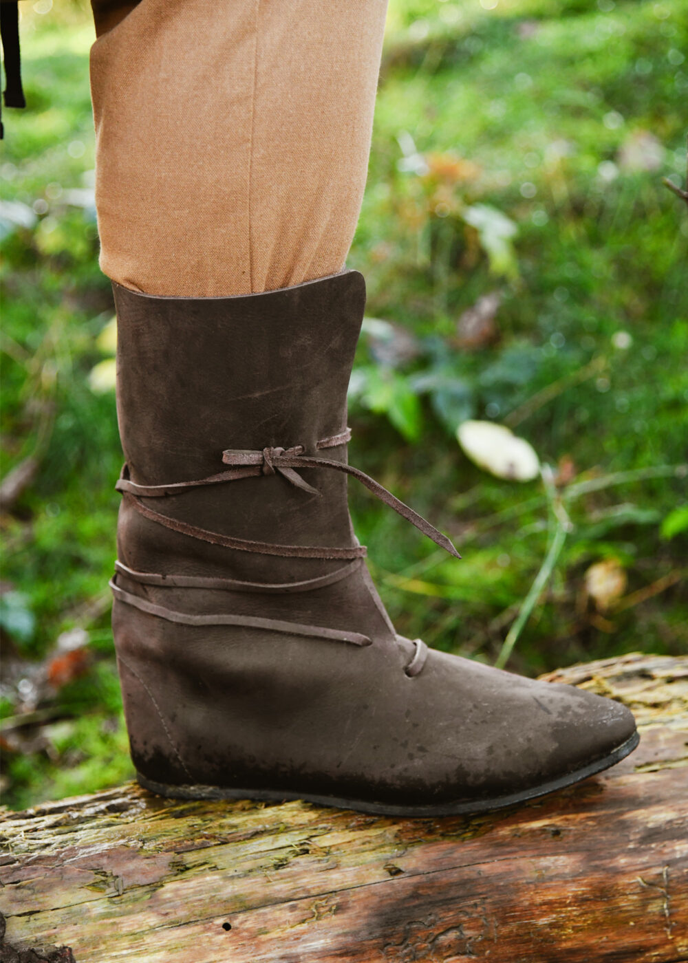 Wikinger Stiefel mit Schnürung, braun – Bild 3