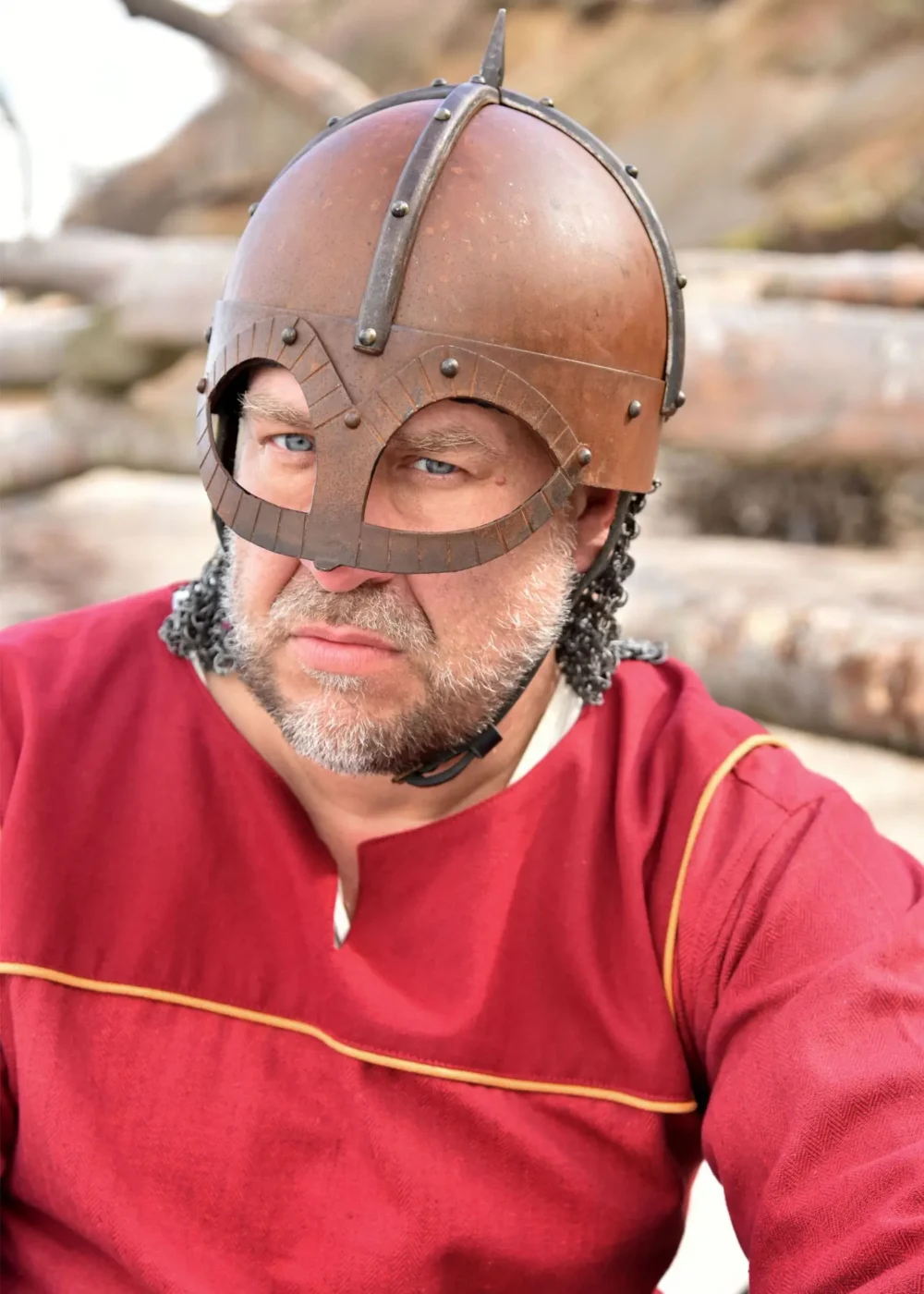 Der Gjermundbu Helm mit vernieteter Brünne, 2 mm Stahl